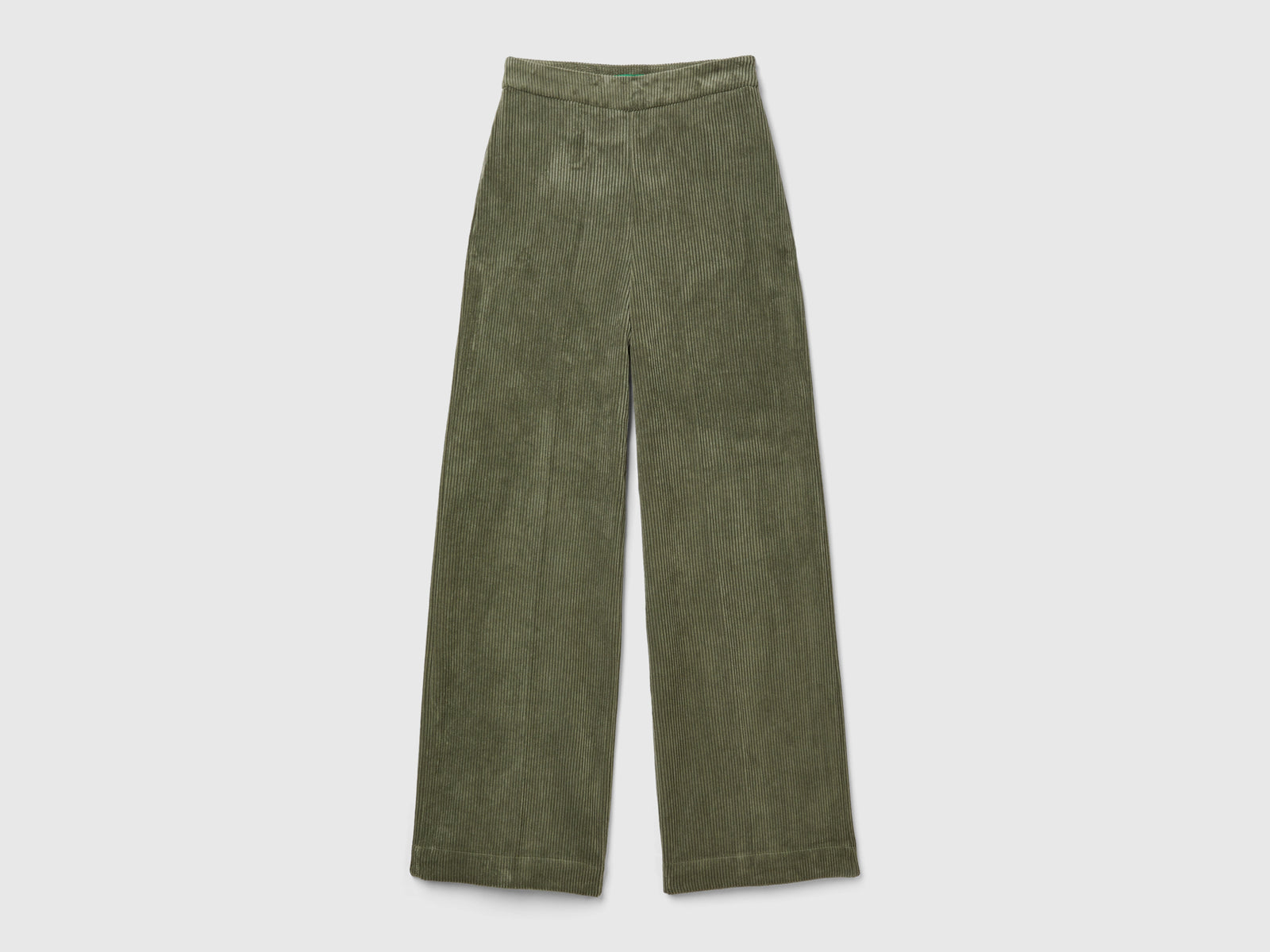 Pantaloni flare fit in velluto da donna verde militare | Benetton Outlet
