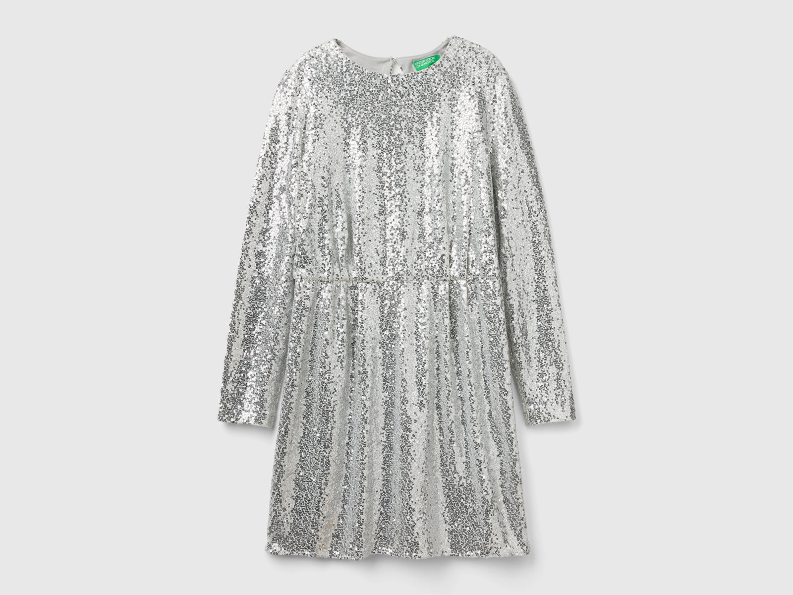 Vestito corto con paillettes da donna argento | Benetton Outlet
