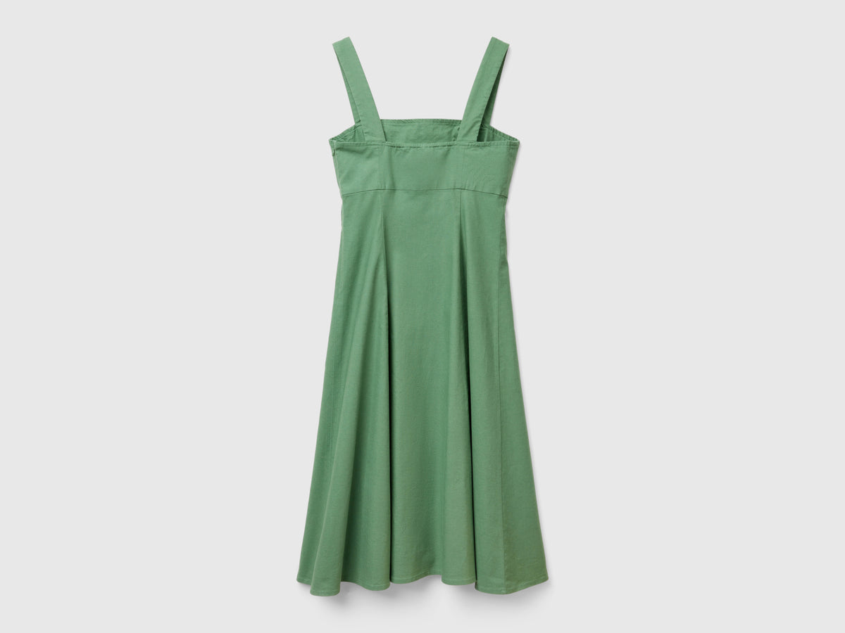 Vestito scollo quadrato in misto lino