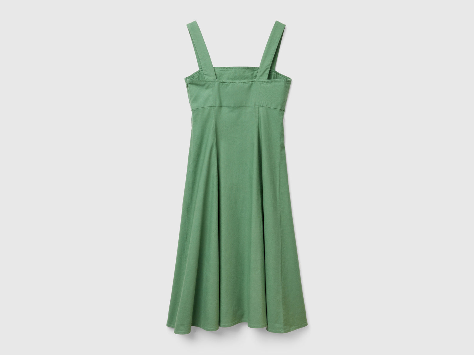 Vestito scollo quadrato in misto lino da donna verde 2 | Benetton Outlet
