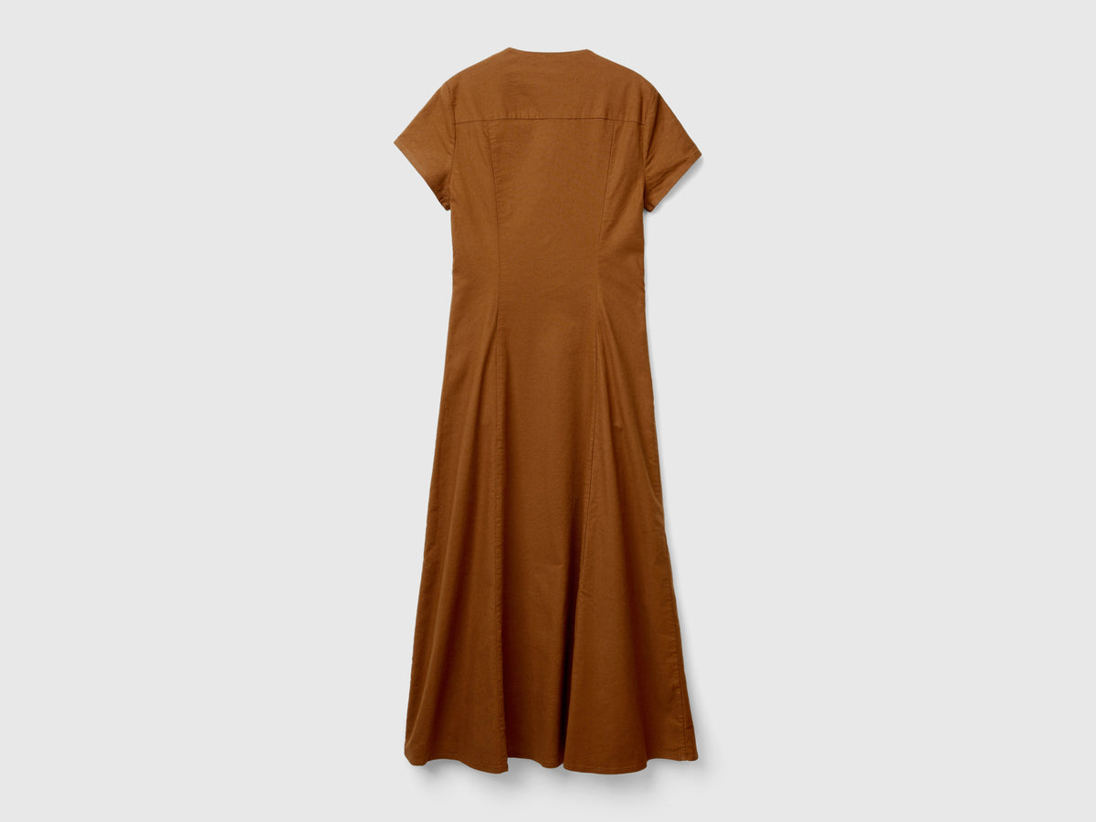 Abito in misto cotone e lino stretch