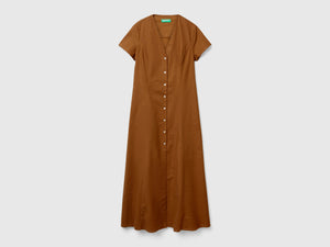Abito in misto cotone e lino stretch