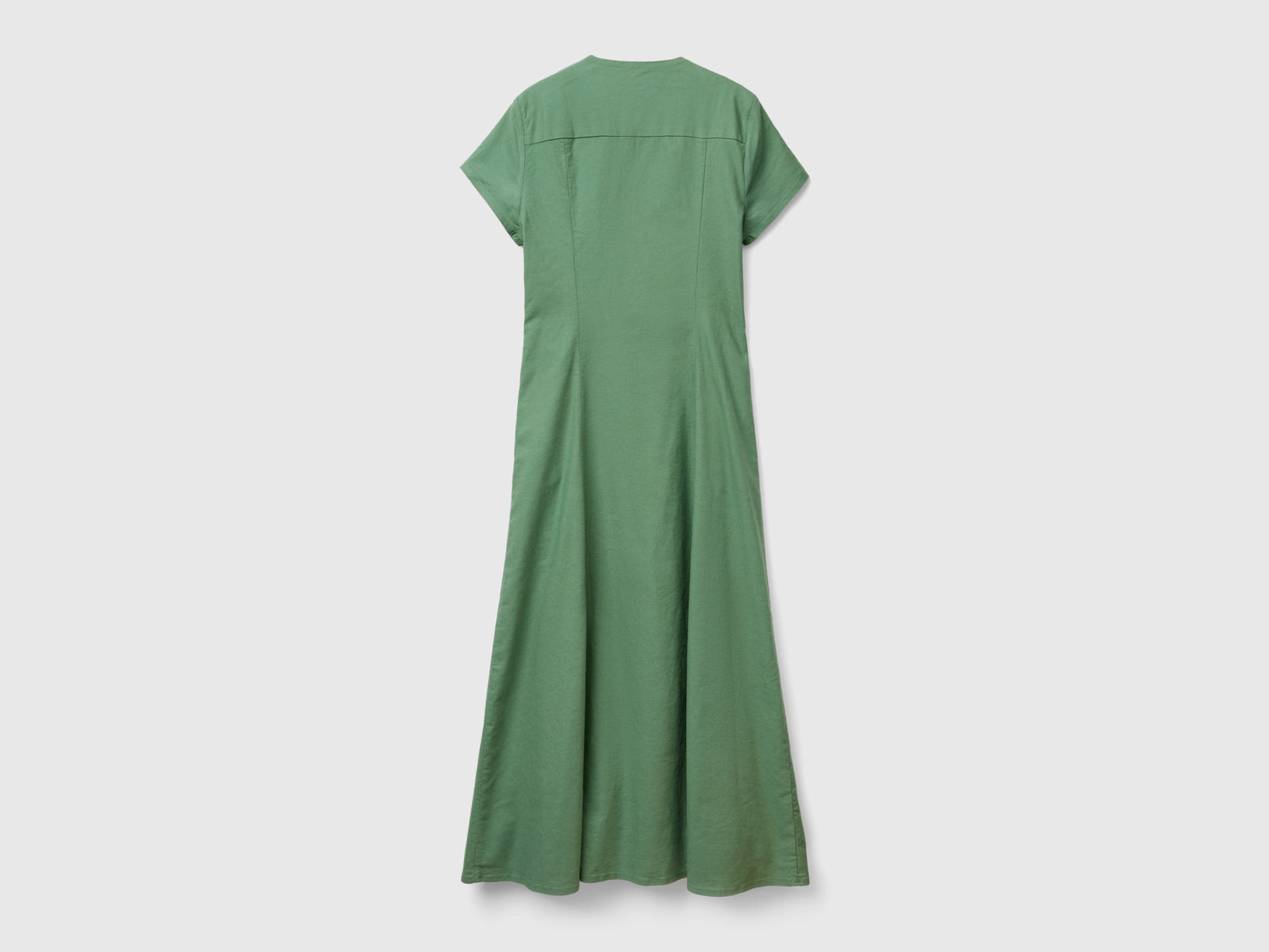 Abito in misto cotone e lino stretch da donna verde 2 | Benetton Outlet