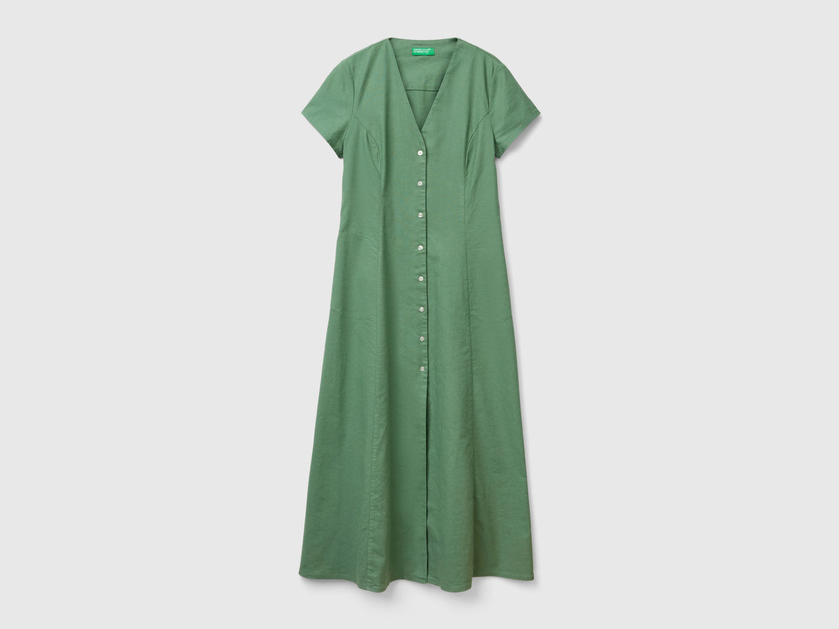Abito in misto cotone e lino stretch