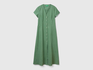 Abito in misto cotone e lino stretch