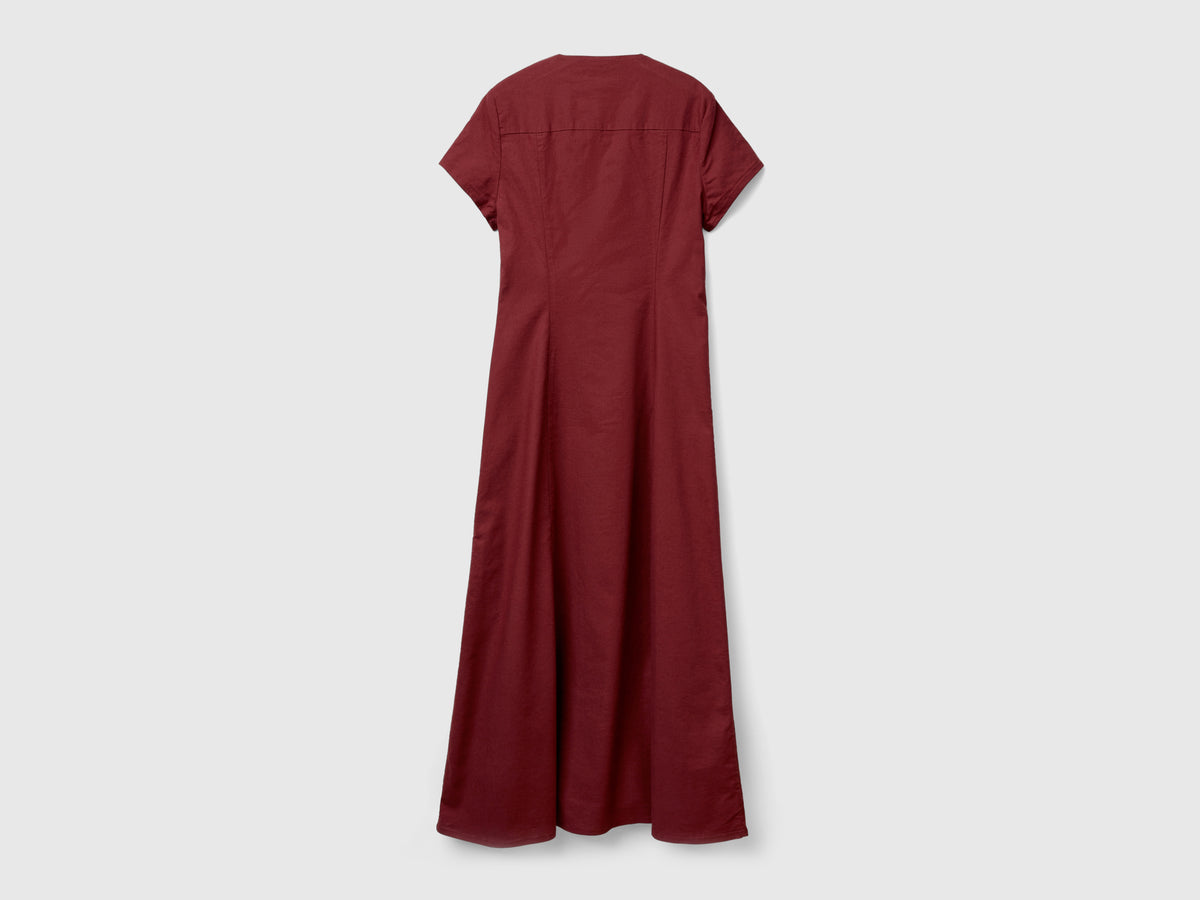 Abito in misto cotone e lino stretch