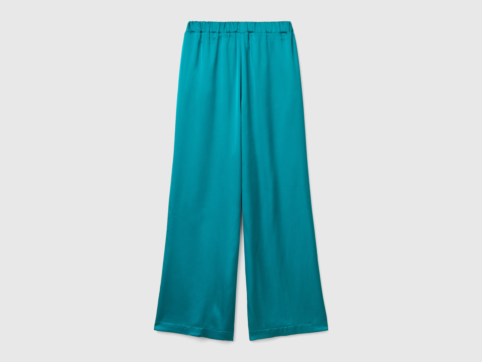 Wide trousers 100% viscose da donna verde ottanio 2 | Benetton Outlet