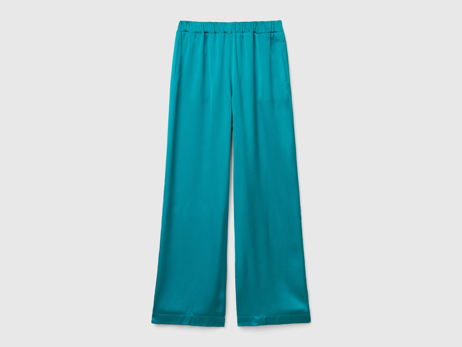 Wide trousers 100% viscose da donna verde ottanio | Benetton Outlet