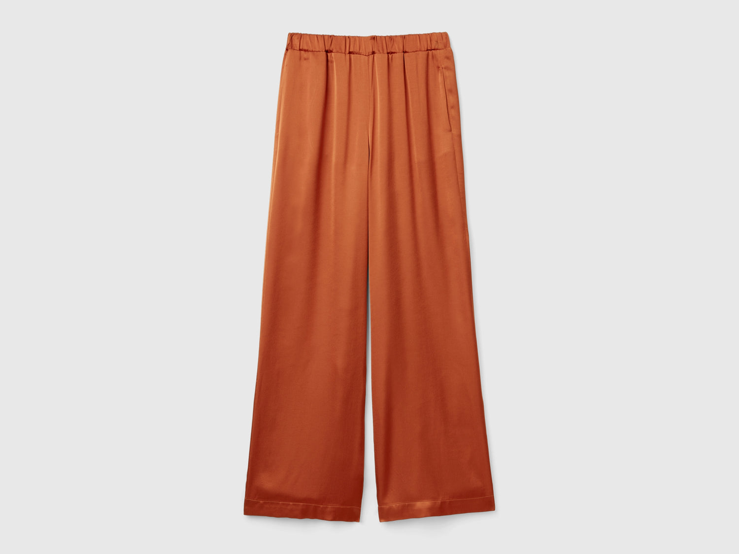 Pantalón ancho 100% viscosa da donna bruciato | Benetton Outlet