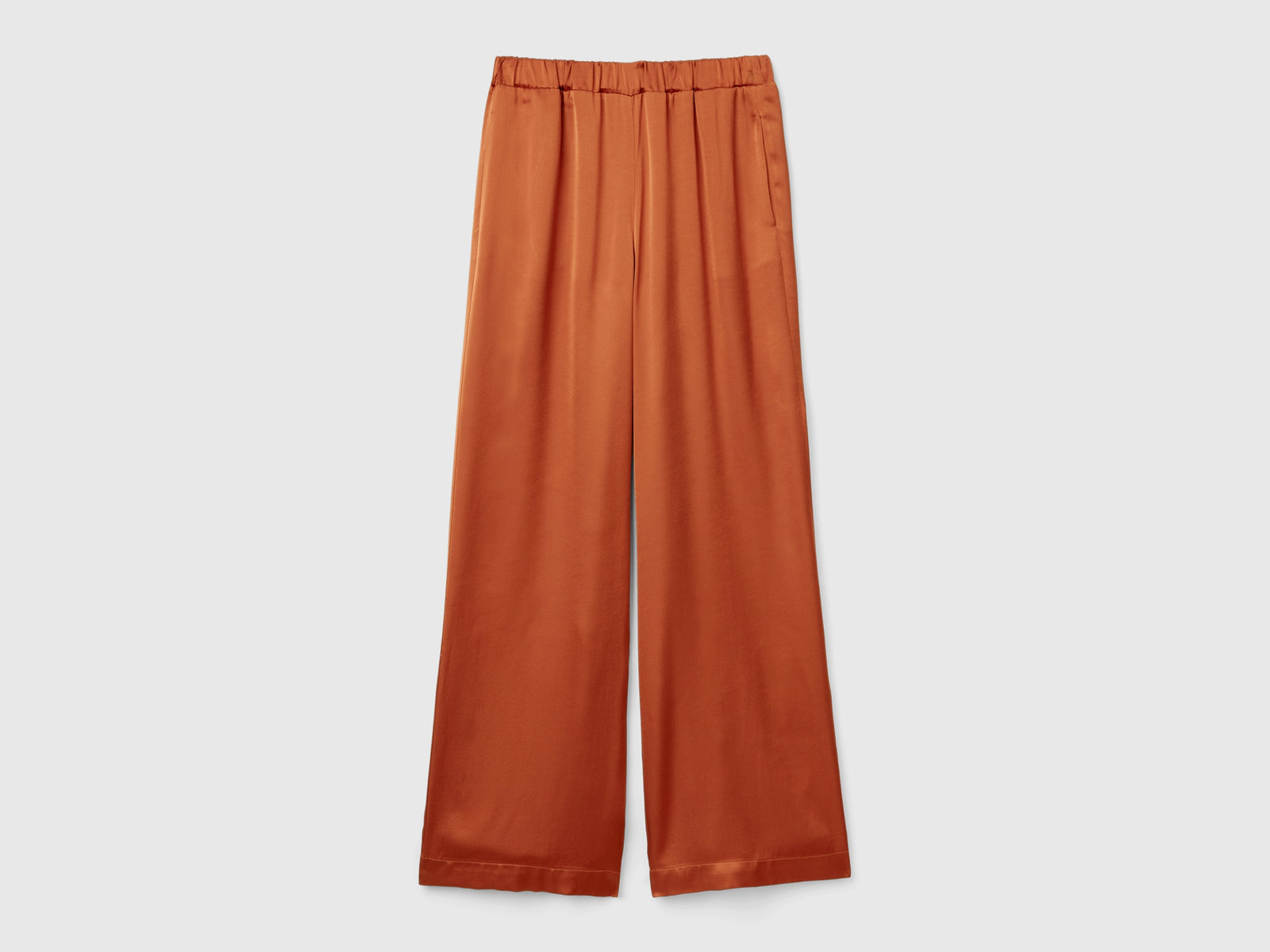 Pantalón ancho 100% viscosa da donna bruciato | Benetton Outlet