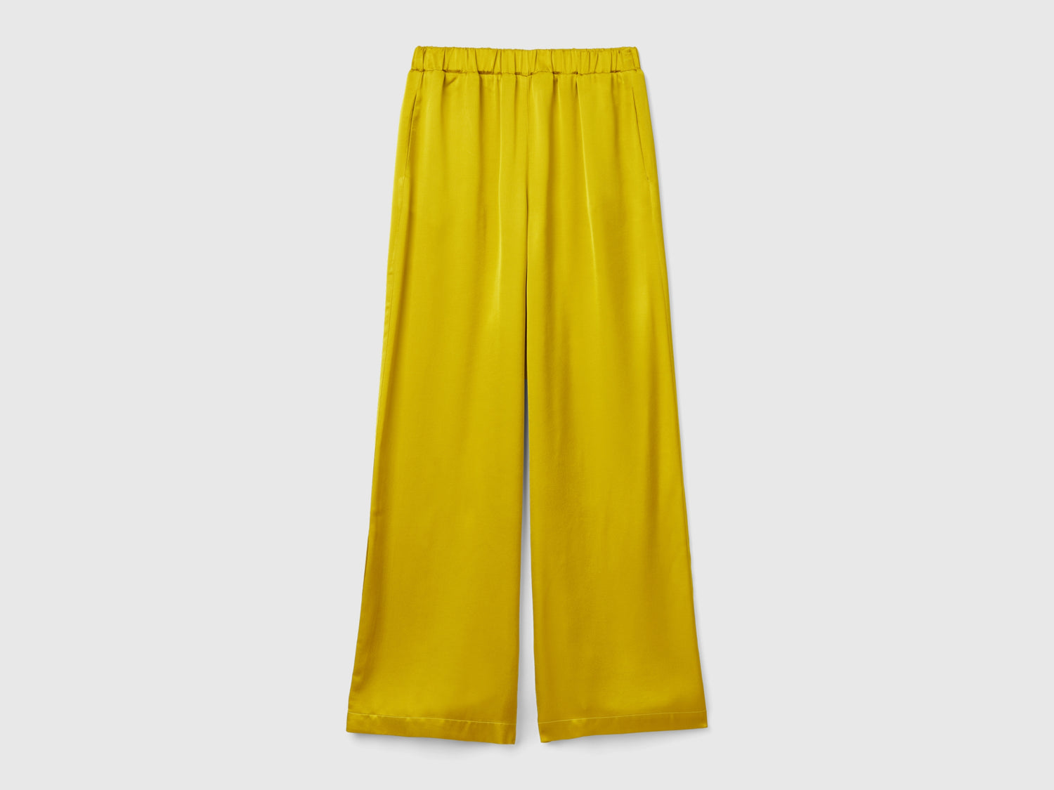 Pantalón ancho 100% viscosa da donna senape | Benetton Outlet