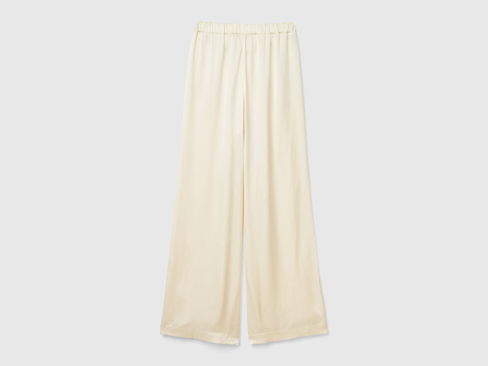 Pantalón ancho 100% viscosa da donna bianco panna 2 | Benetton Outlet