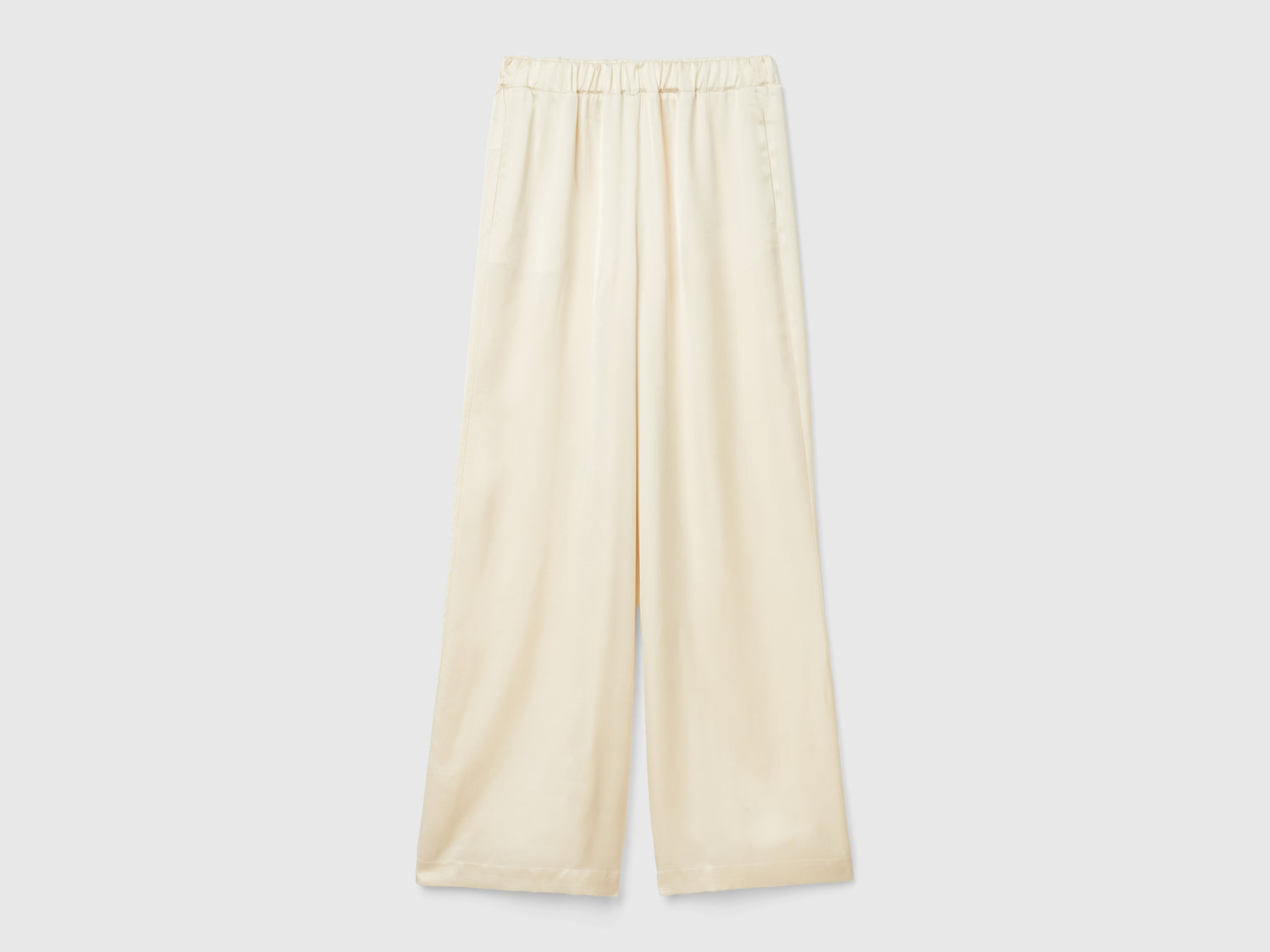 Pantalón ancho 100% viscosa da donna bianco panna | Benetton Outlet