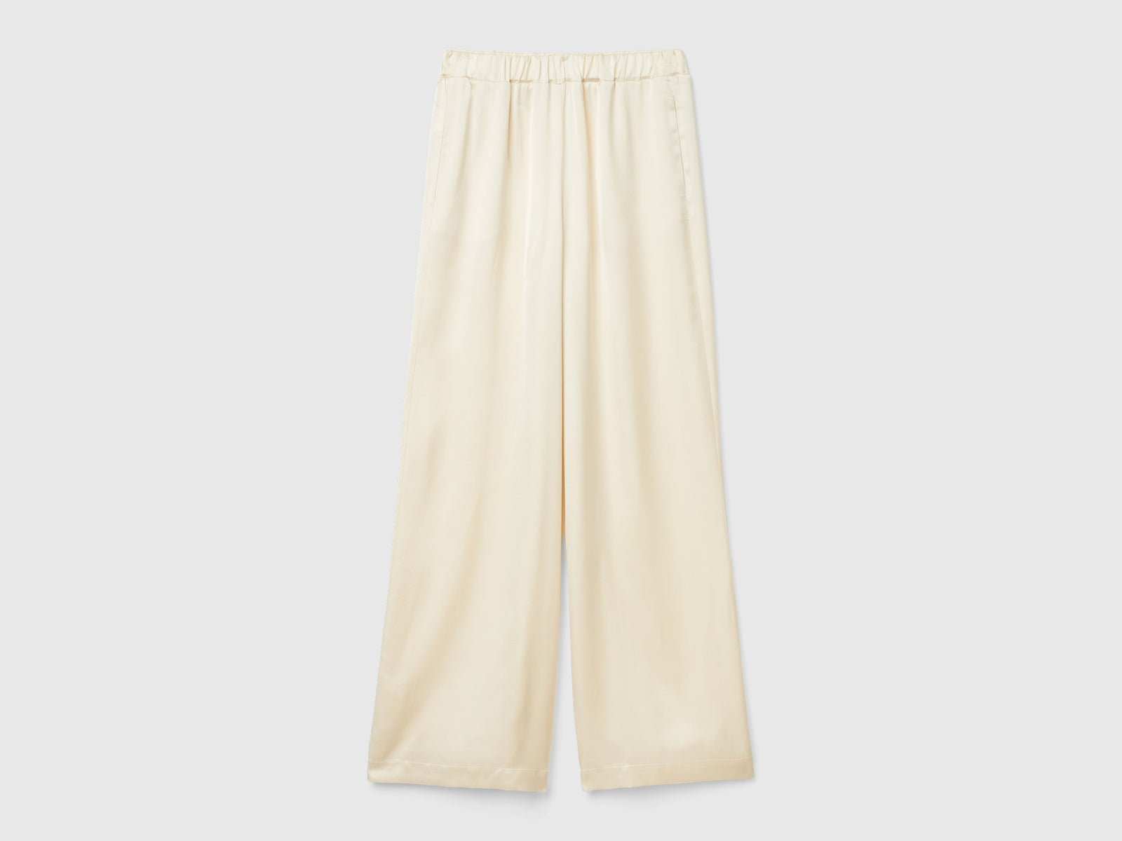 Pantalón ancho 100% viscosa da donna bianco panna | Benetton Outlet