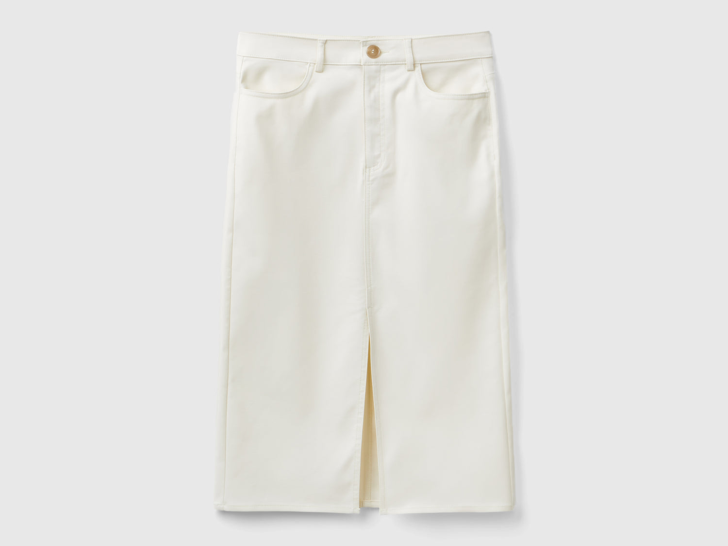 Gonna fluida con spacco da donna bianco panna | Benetton Outlet