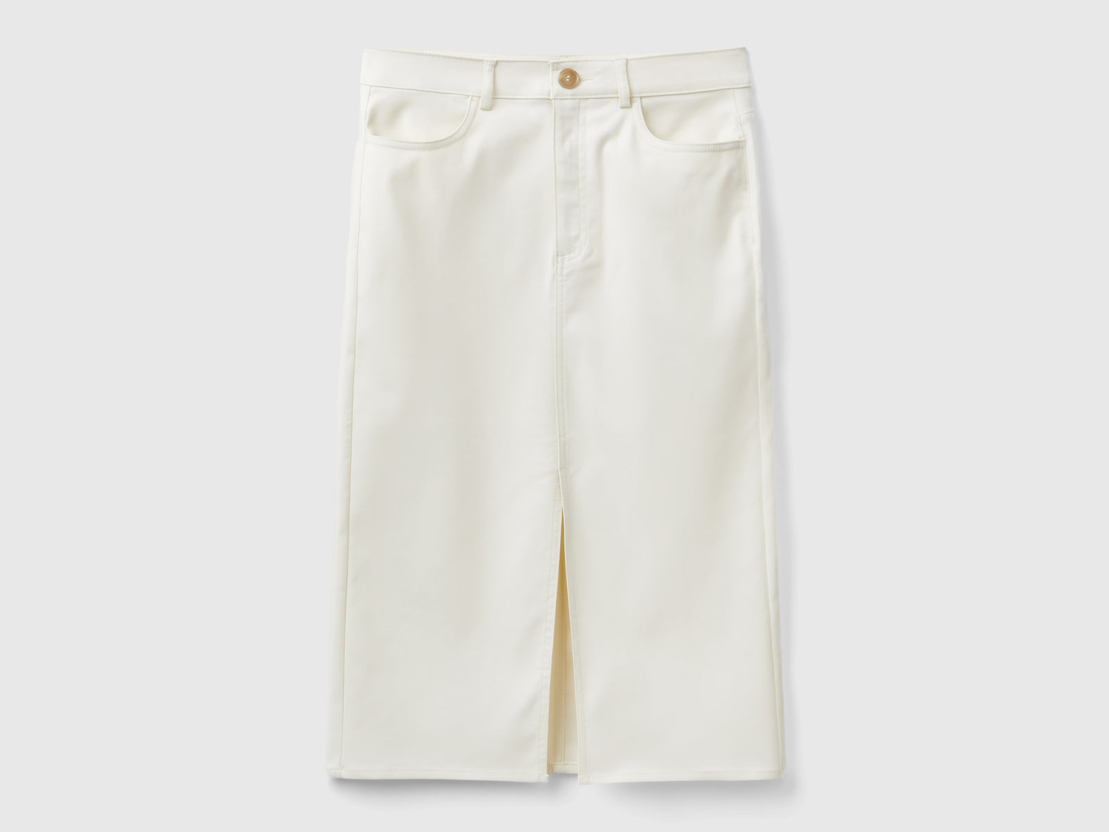 Gonna fluida con spacco da donna bianco panna | Benetton Outlet
