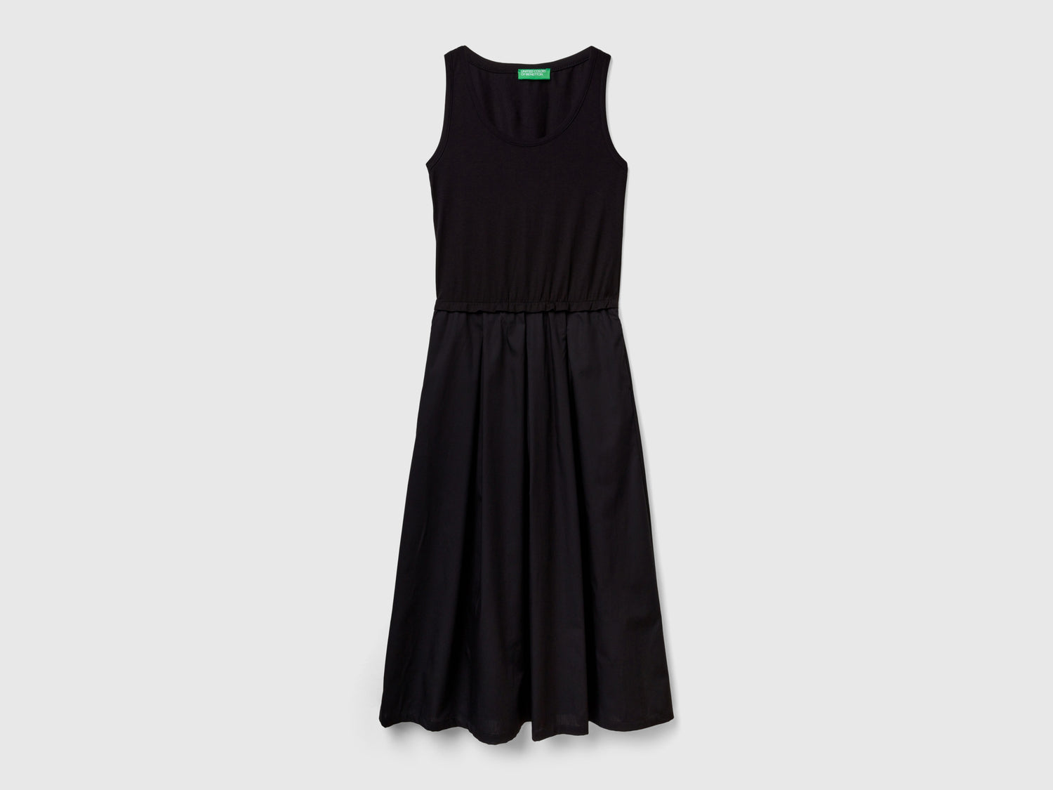 Vestito midi in cotone da donna nero | Benetton Outlet