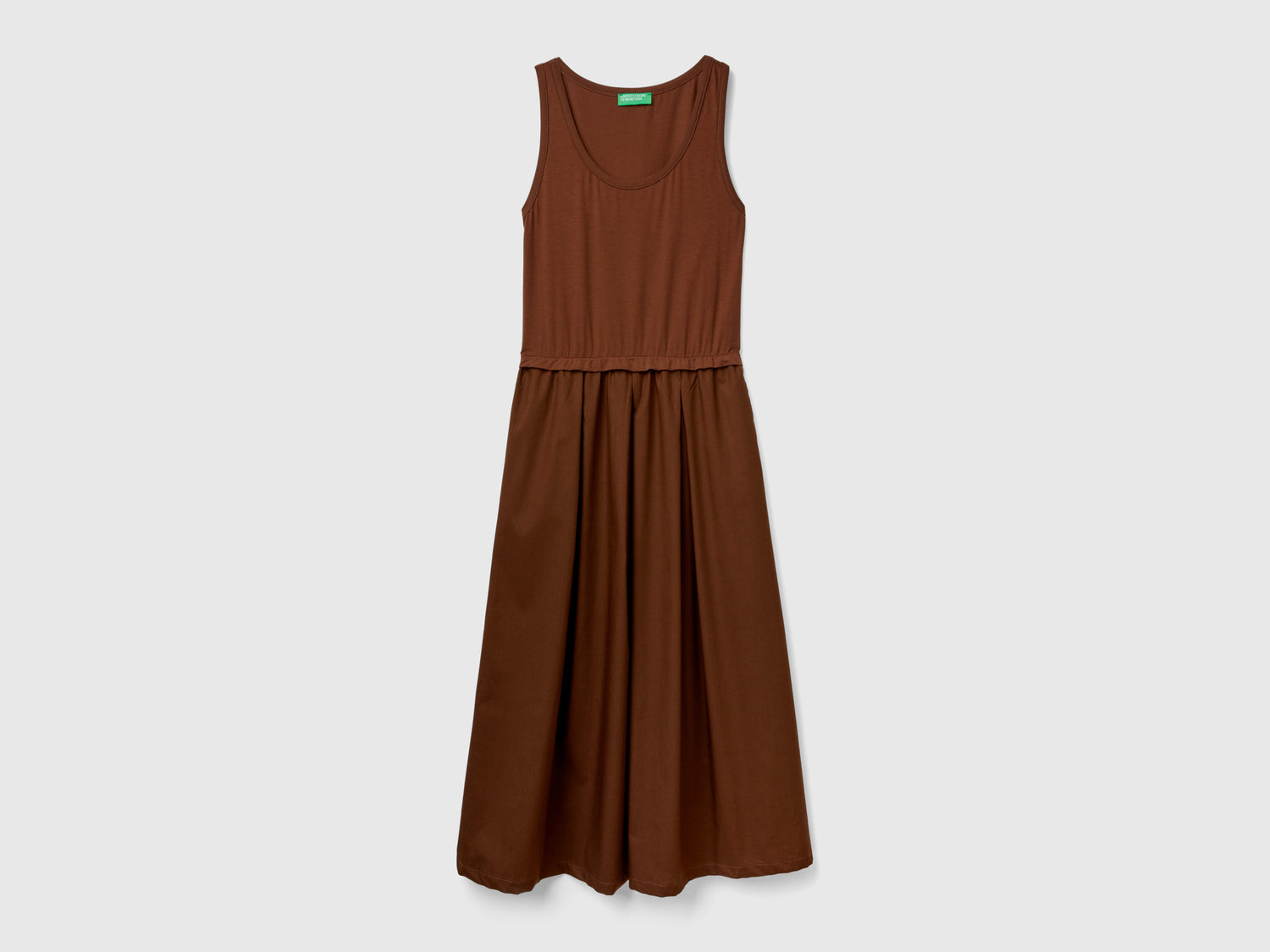 Vestito midi in cotone da donna marrone scuro | Benetton Outlet