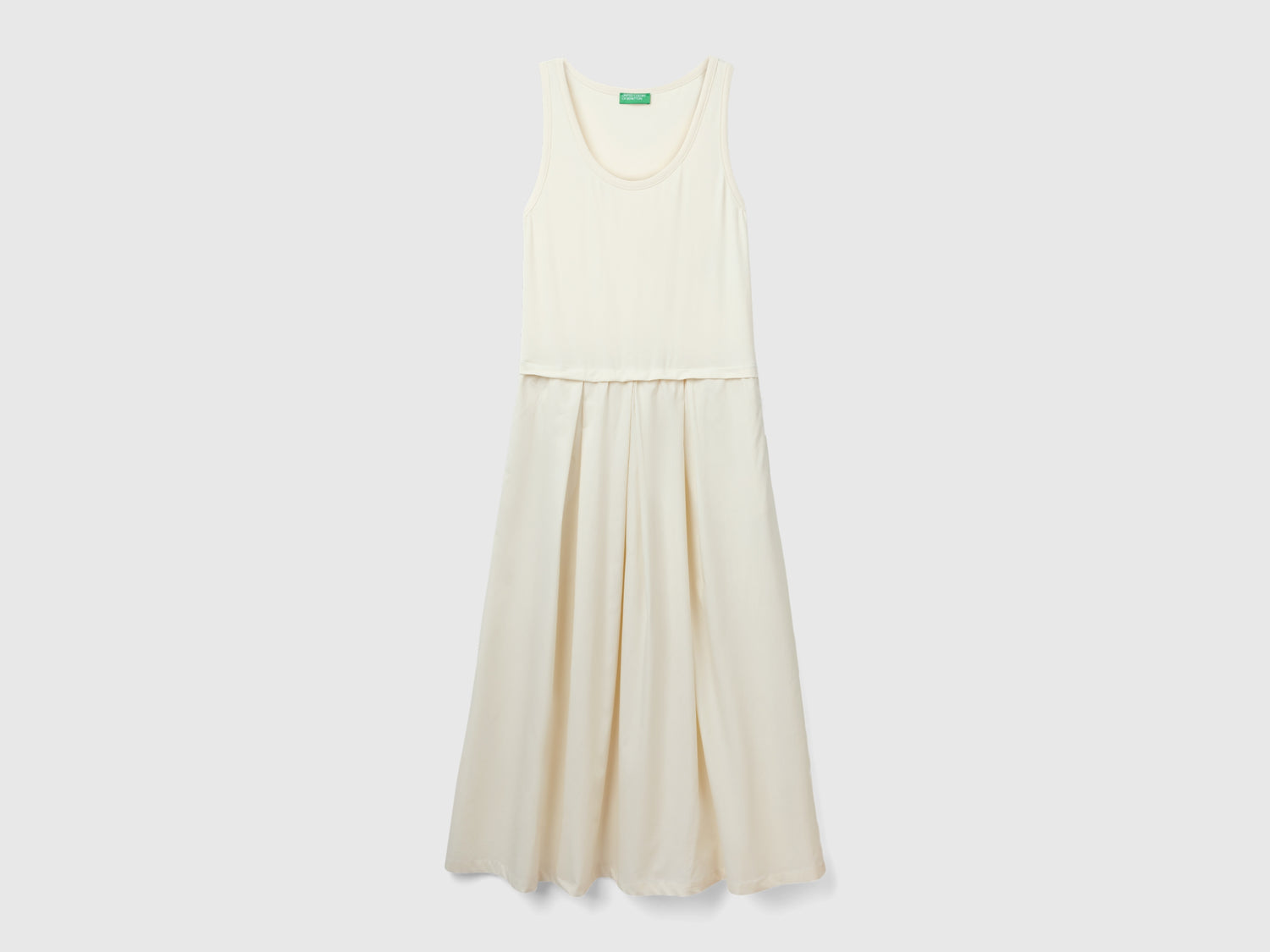 Vestito midi in cotone da donna bianco panna | Benetton Outlet