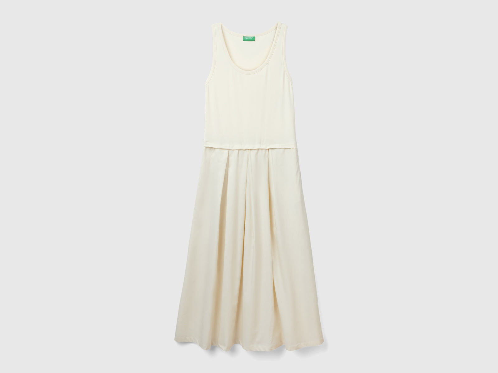 Vestito midi in cotone da donna bianco panna | Benetton Outlet