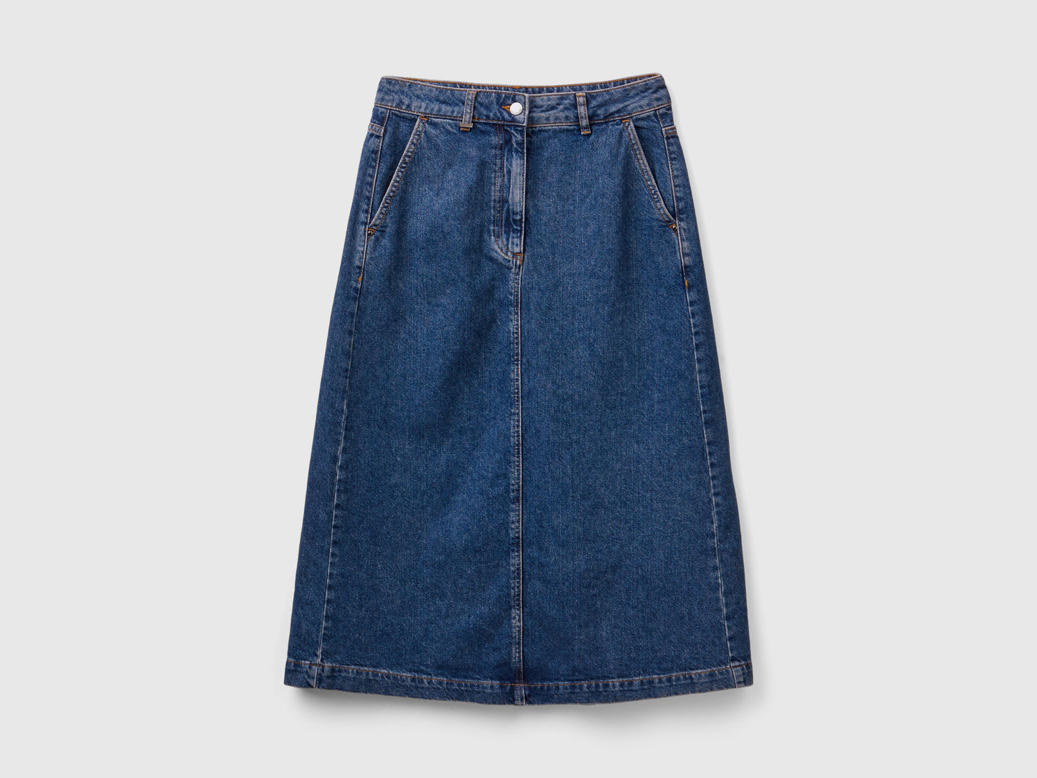 Gonna midi di jeans da donna blu | Benetton Outlet