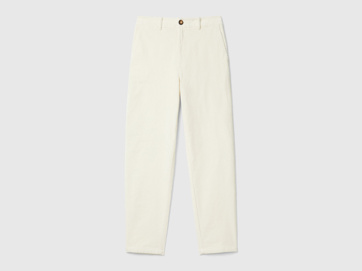 Pantaloni morbidi in velluto a coste da donna bianco panna | Benetton Outlet