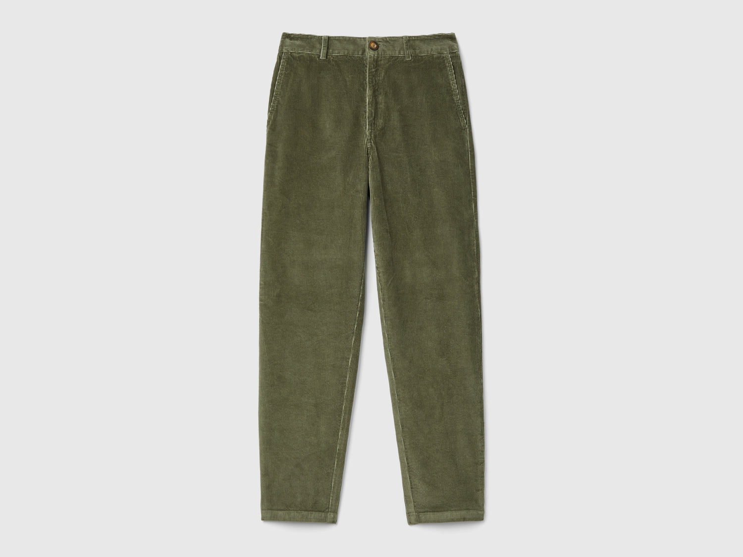Pantaloni morbidi in velluto a coste da donna verde militare | Benetton Outlet
