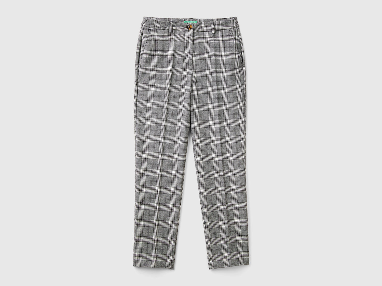 Pantaloni principe di Galles in flanella da donna grigio chiaro | Benetton Outlet