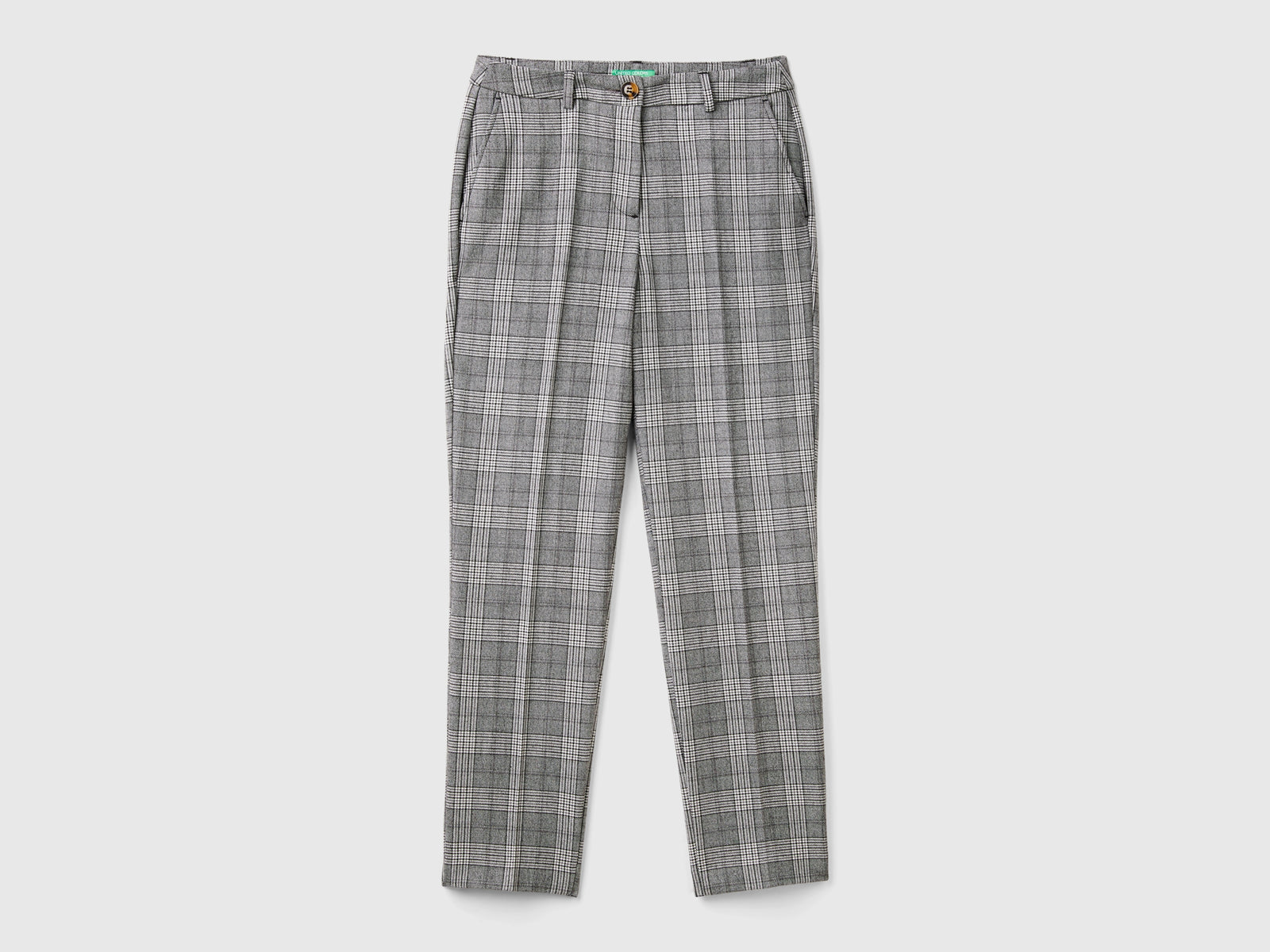 Prince of Wales flannel trousers da donna grigio chiaro | Benetton Outlet
