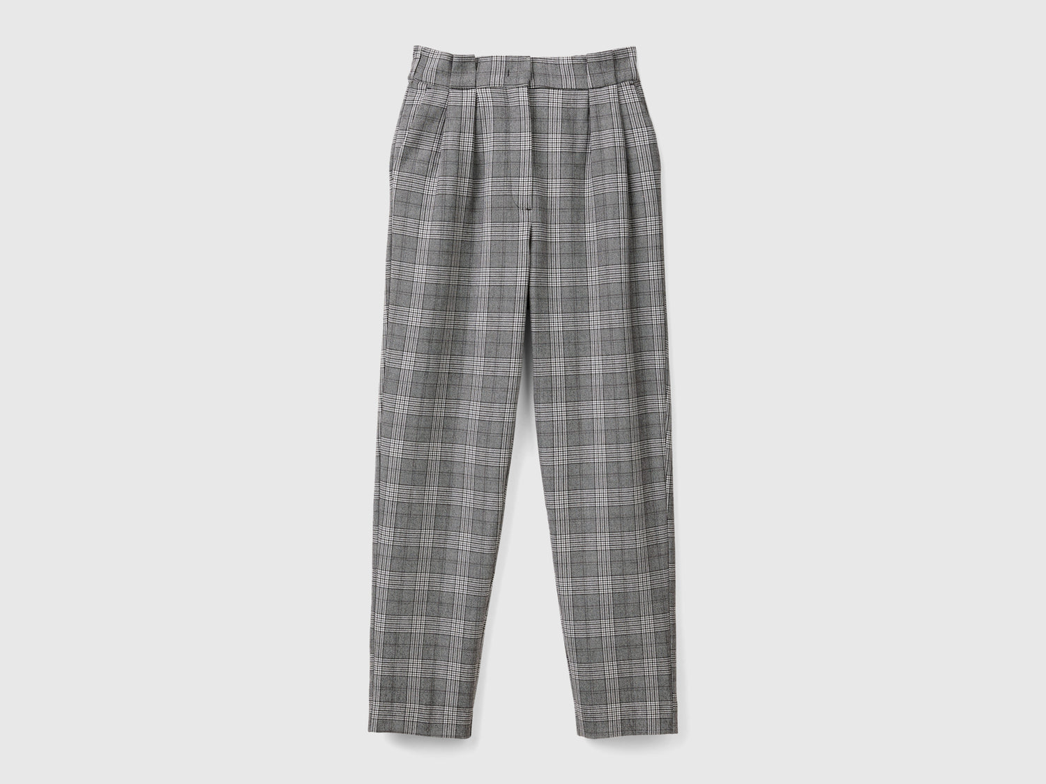 Pantaloni pied de poule in flanella da donna grigio chiaro | Benetton Outlet