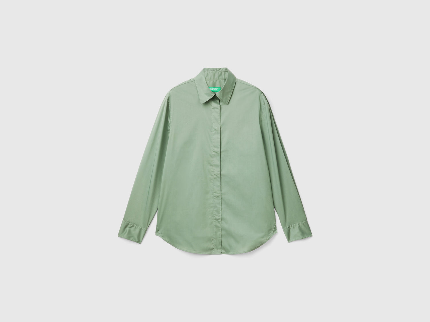 Camicia in misto cotone stretch da donna verde chiaro | Benetton Outlet