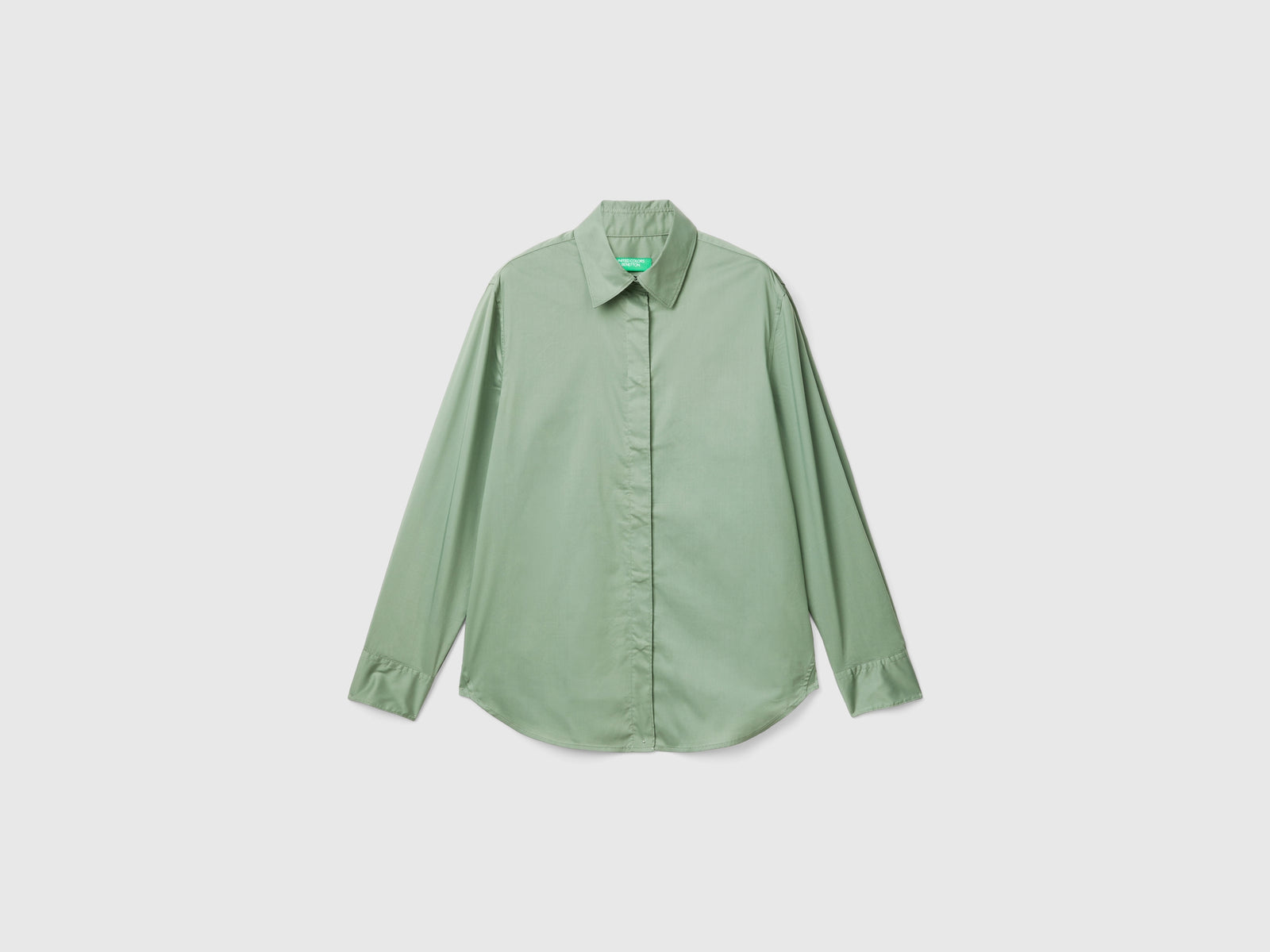 Camicia in misto cotone stretch da donna verde chiaro | Benetton Outlet