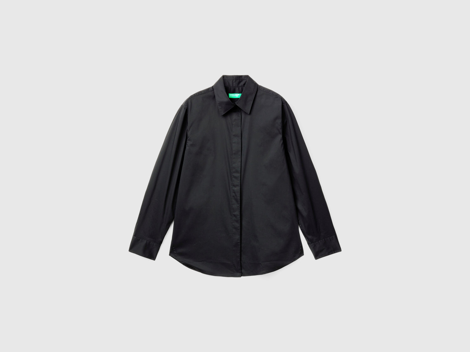 Camicia in misto cotone stretch da donna nero | Benetton Outlet