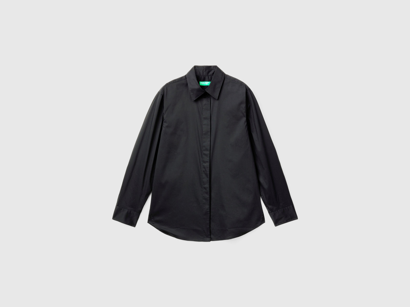 Camicia in misto cotone stretch da donna nero | Benetton Outlet