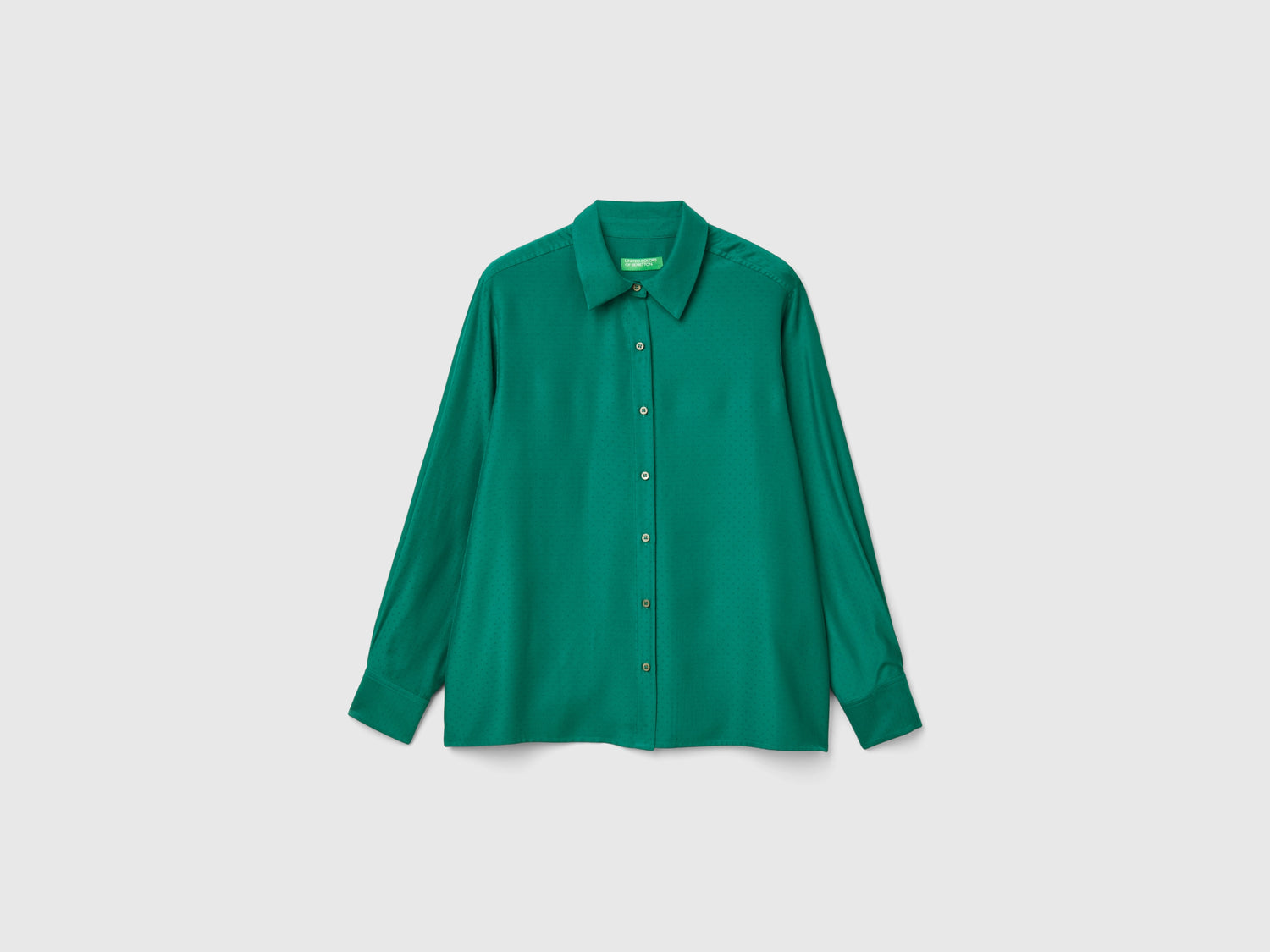 Camicia fluida regular fit da donna verde scuro | Benetton Outlet