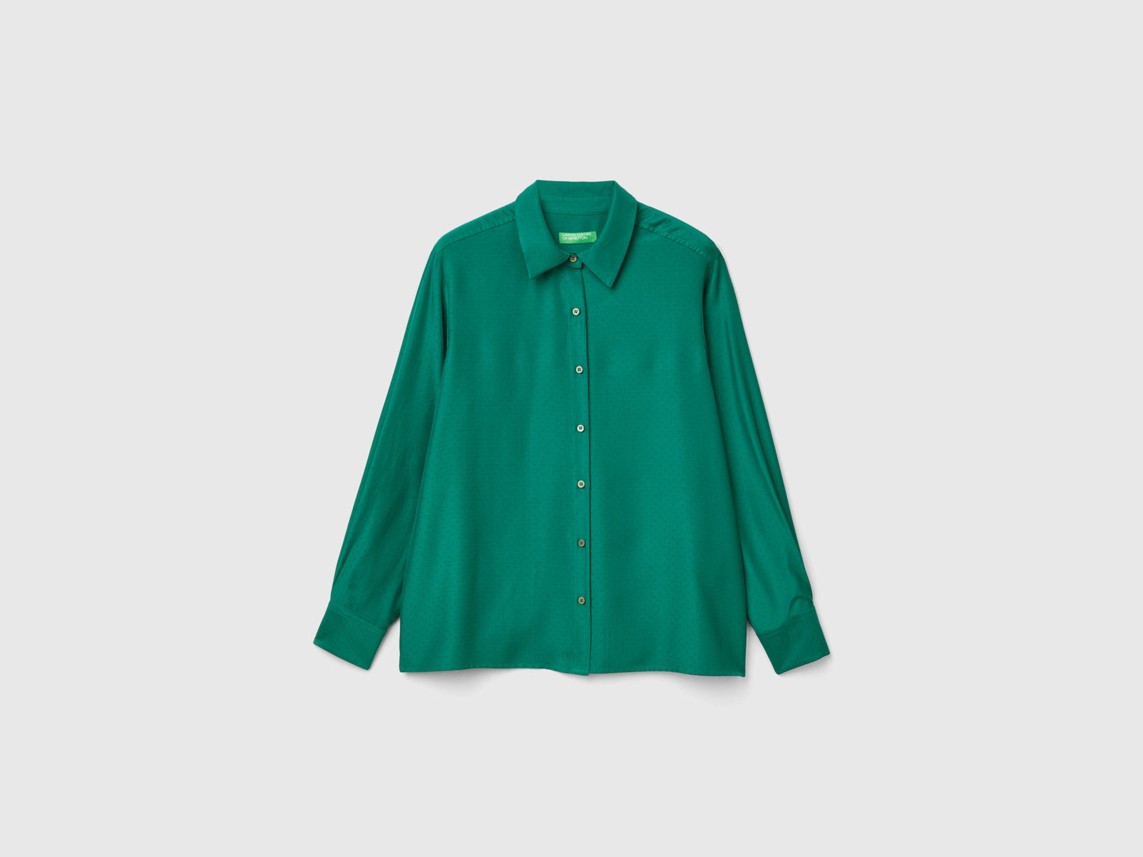 Camicia fluida regular fit da donna verde scuro | Benetton Outlet