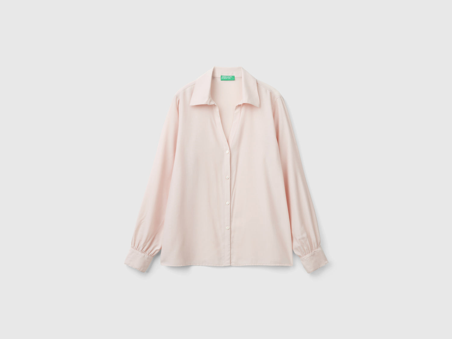 Camicia con scollo a V da donna rosa tenue | Benetton Outlet