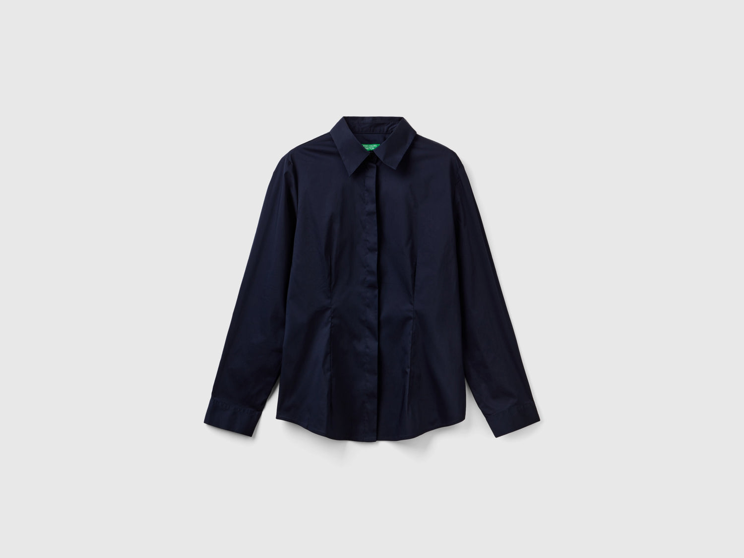 Camicia in misto cotone stretch da donna blu scuro | Benetton Outlet