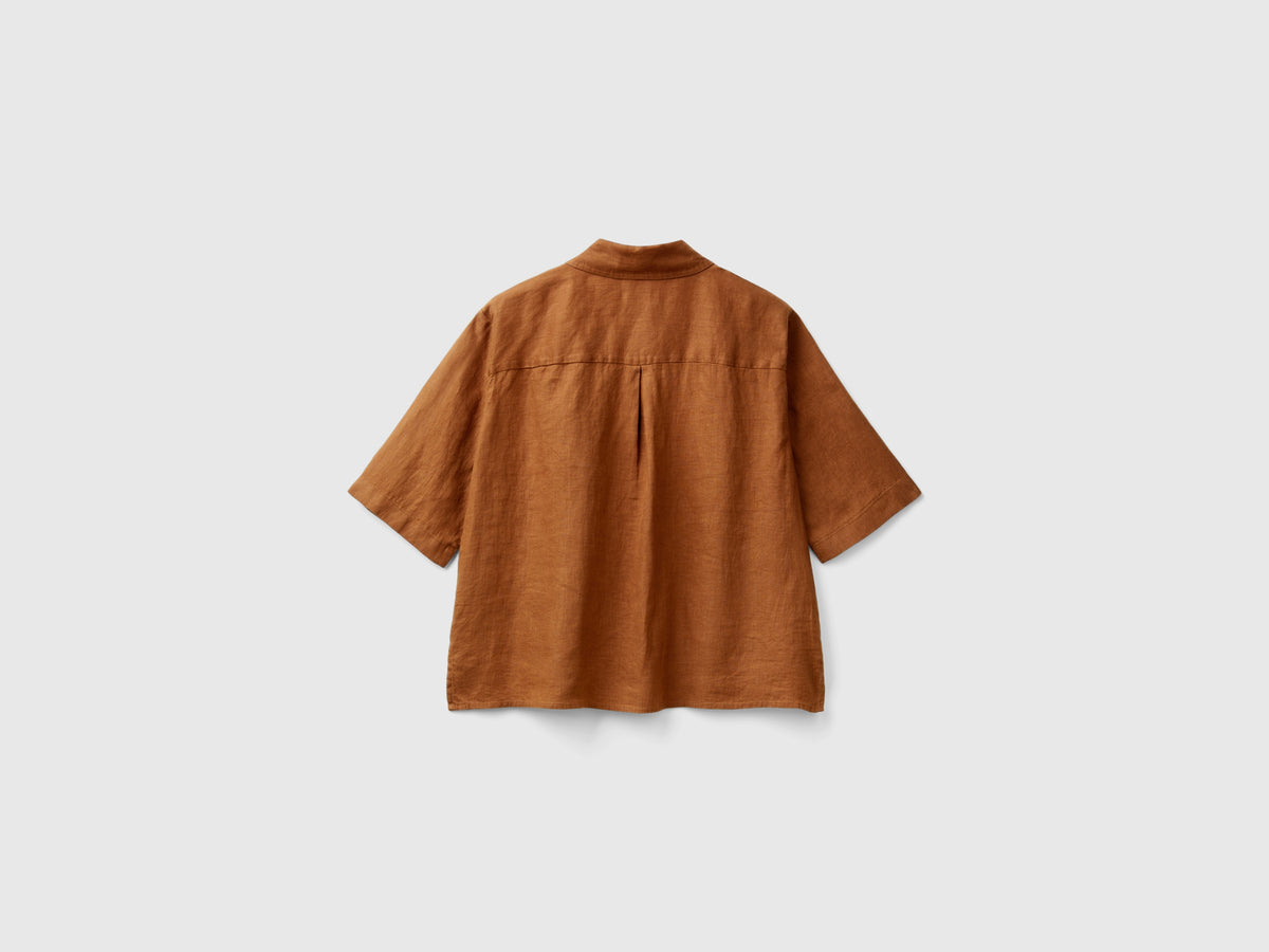 Camicia corta in puro lino