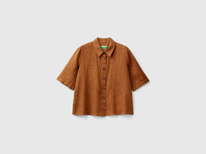 Camicia corta in puro lino