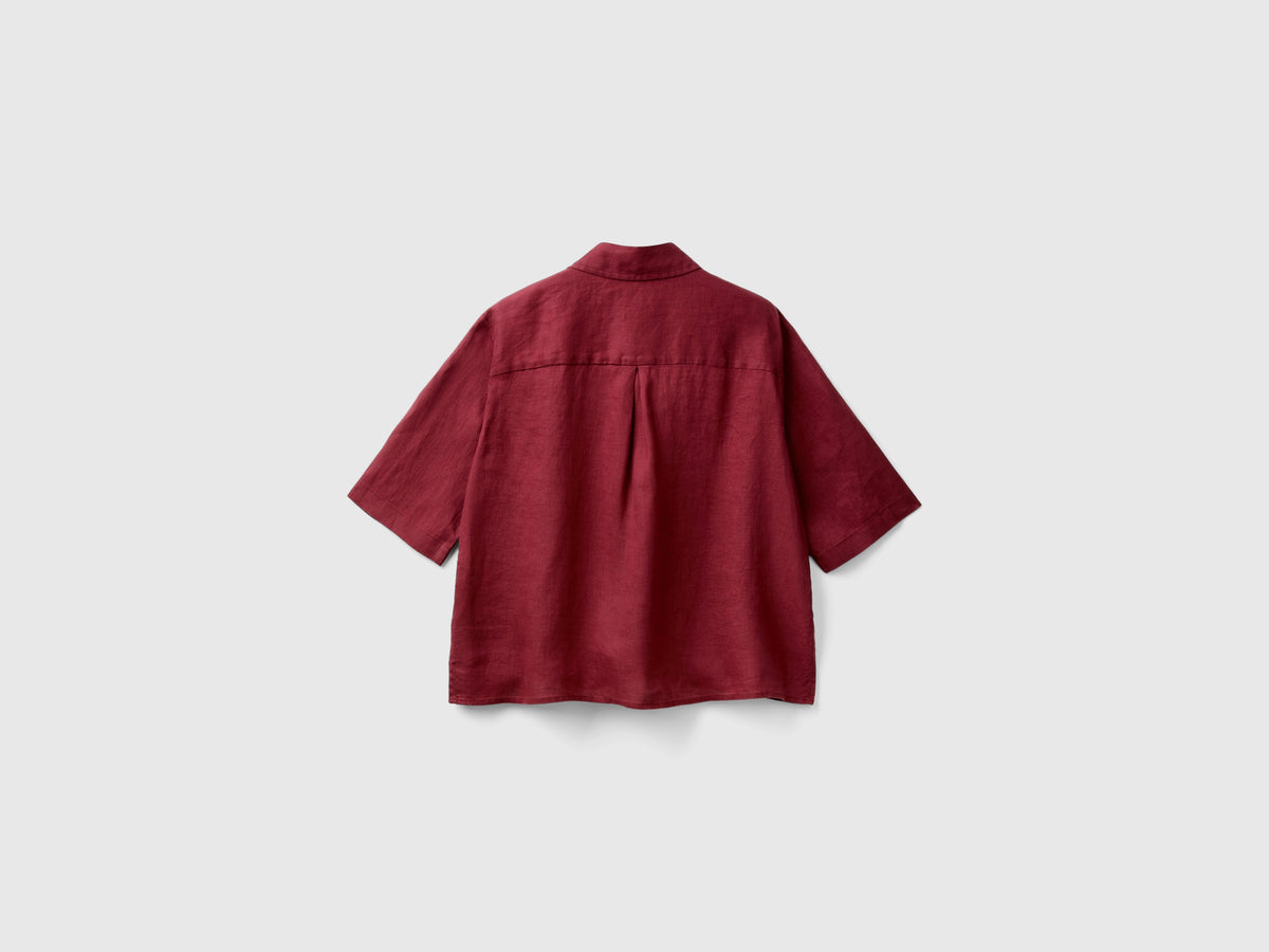 Camicia corta in puro lino