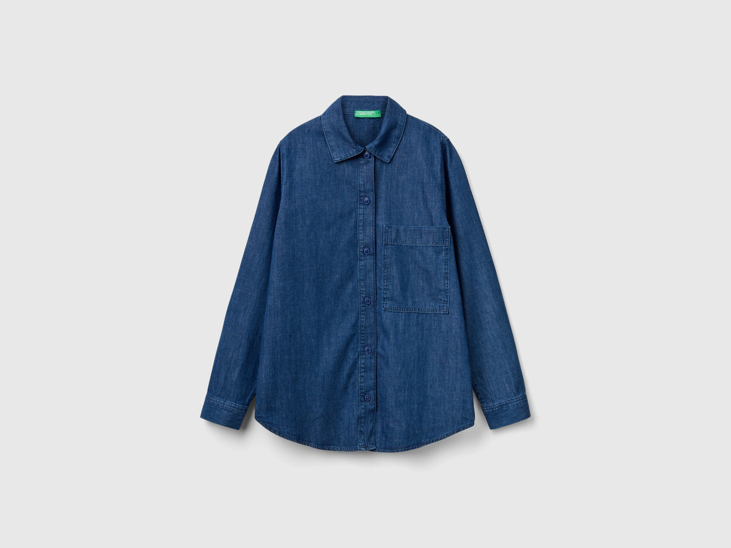 Camicia over fit in chambray da donna blu | Benetton Outlet