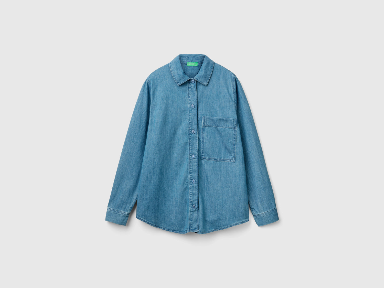 Camicia over fit in chambray da donna azzurro | Benetton Outlet