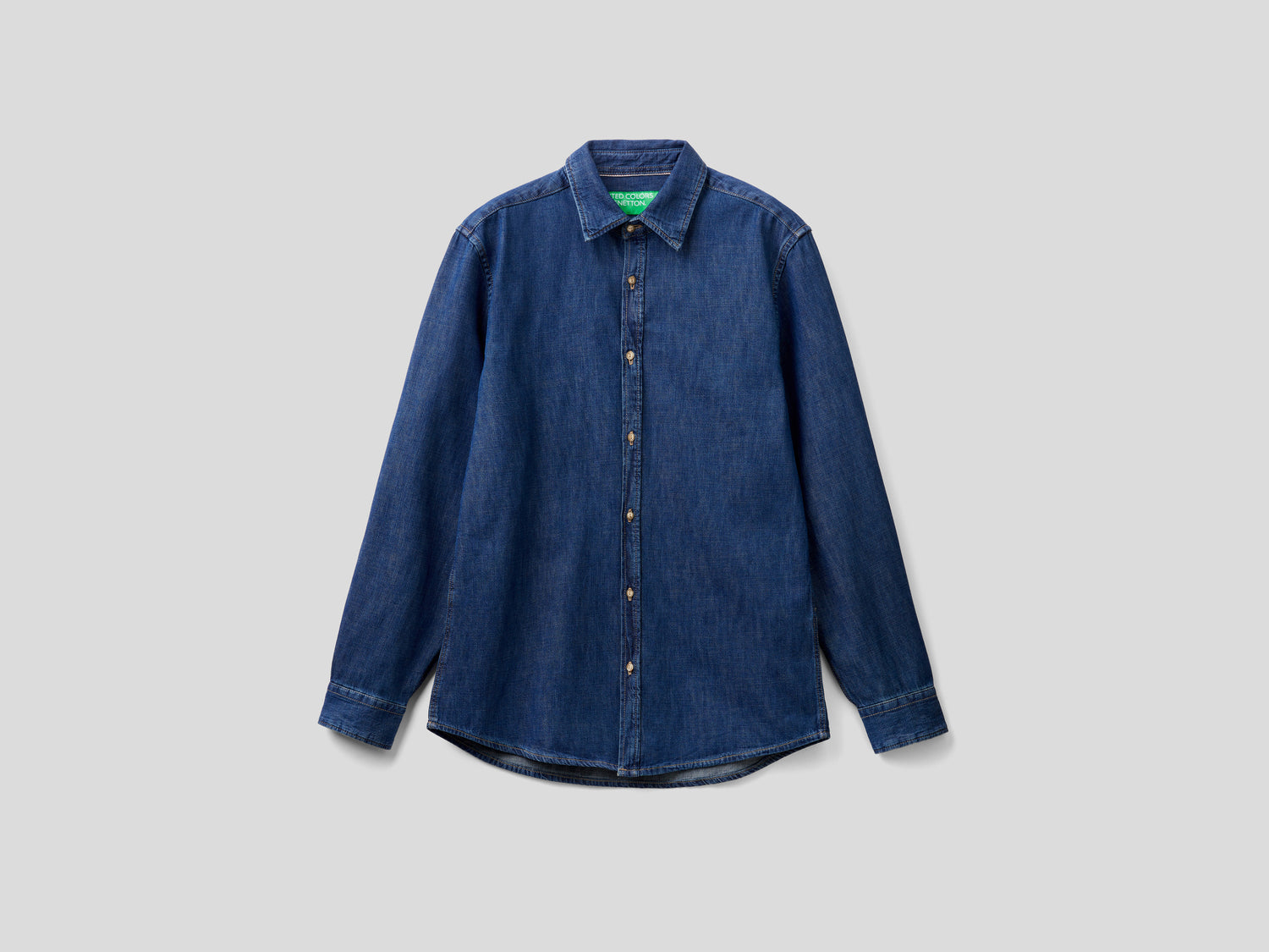 Camicia in jeans 100% cotone da uomo blu | Benetton Outlet