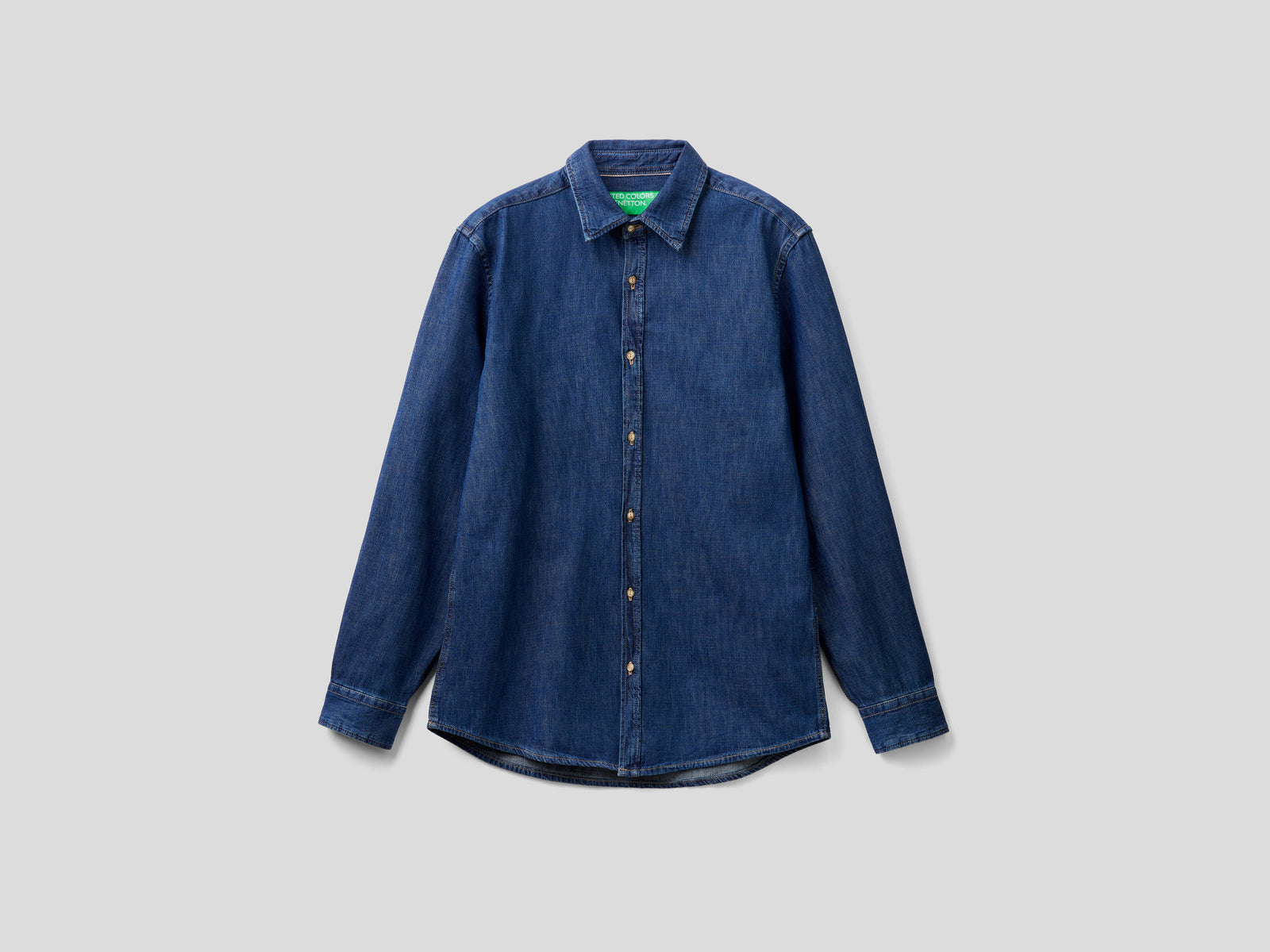 Camicia in jeans 100% cotone da uomo blu | Benetton Outlet