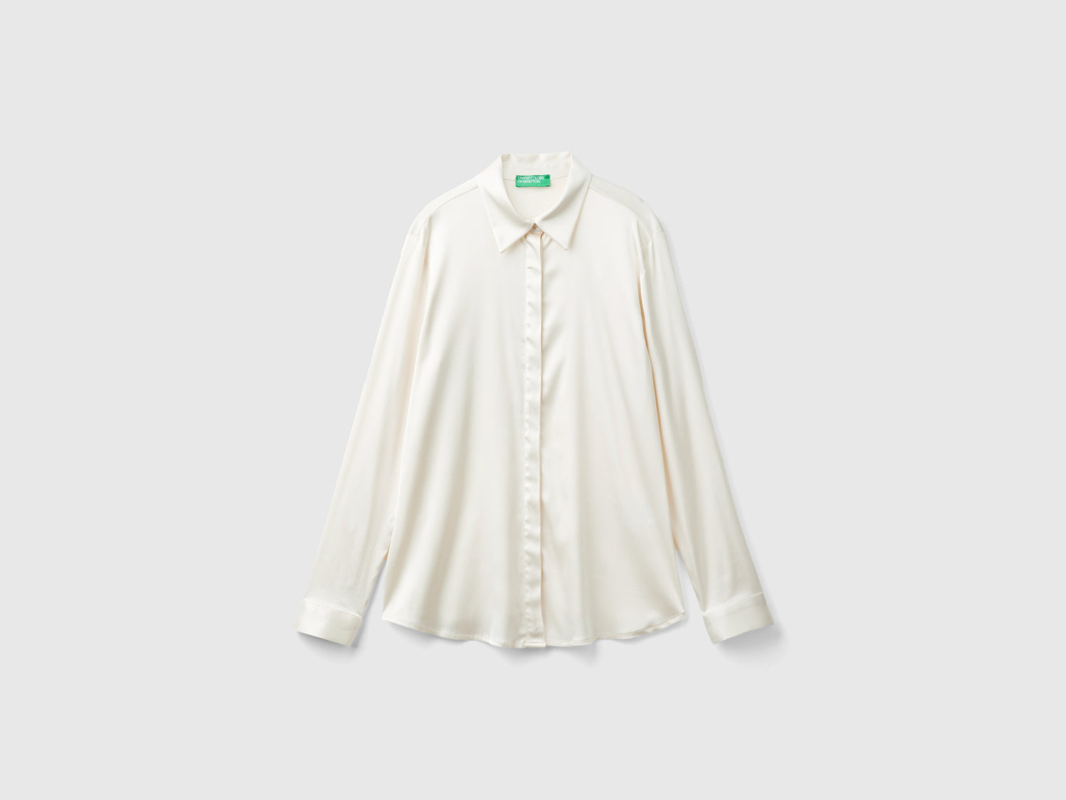 Camicia in raso da donna bianco panna | Benetton Outlet