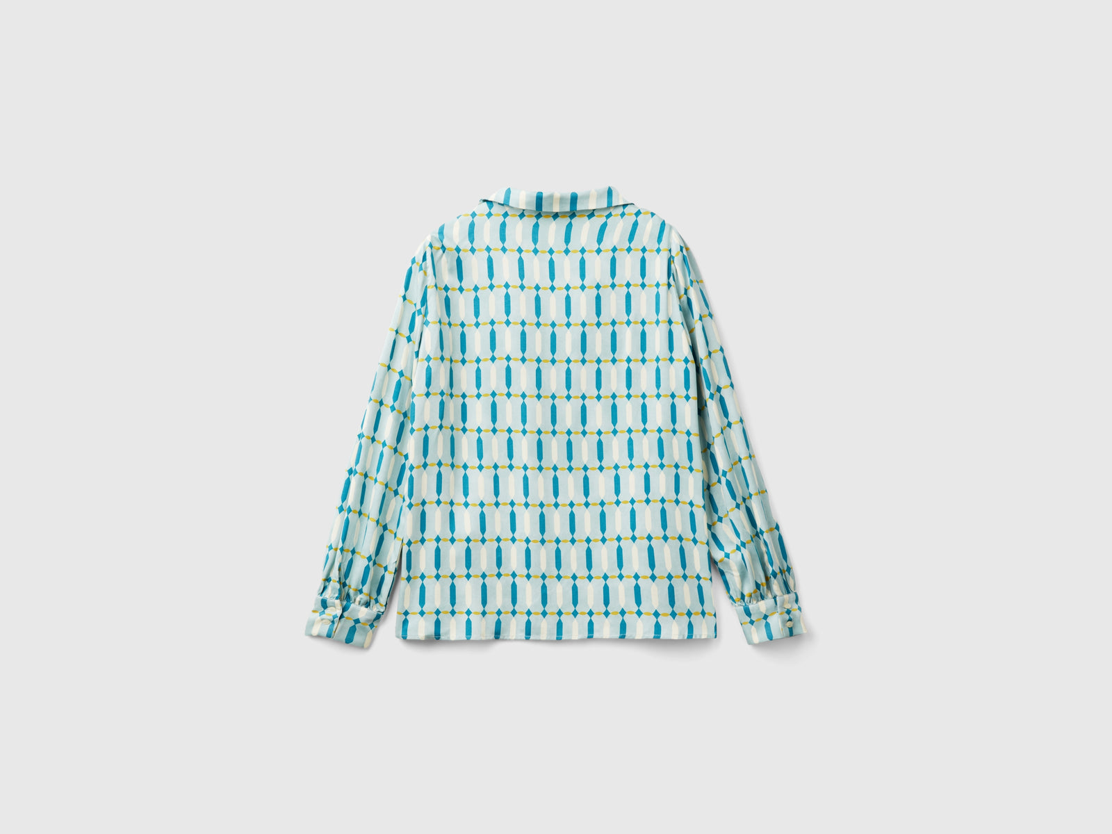 Blusa in raso con fantasia geometrica da donna verde acqua 2 | Benetton Outlet