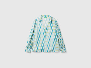 Blusa in raso con fantasia geometrica