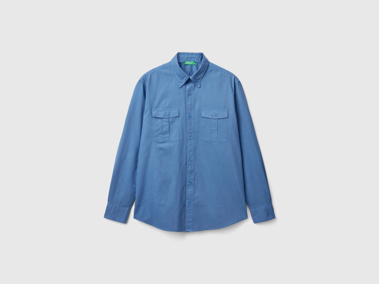 Camicia slim fit button down da uomo azzurro | Benetton Outlet