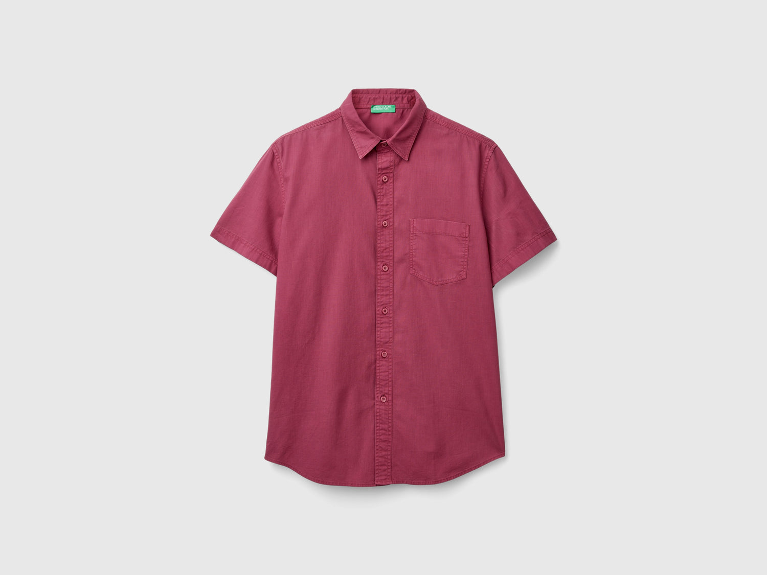 Camicia con taschino da uomo bordeaux | Benetton Outlet